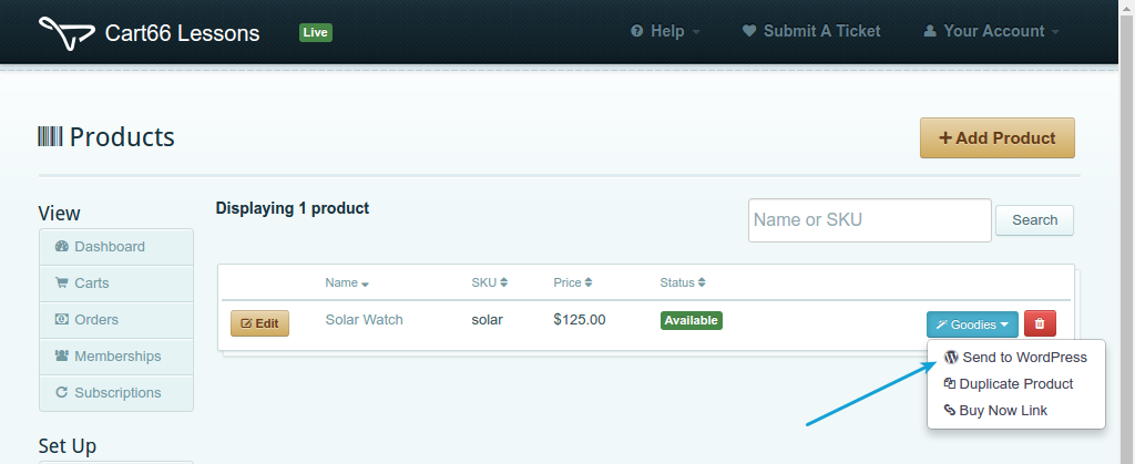 Send product tor WordPress