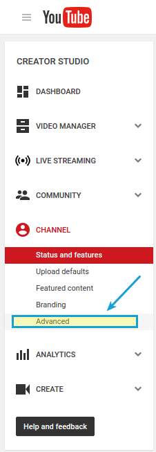 Creator studio advanced channel settings