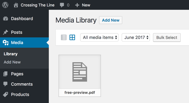 Upload free media preview to WordPress Medial Library