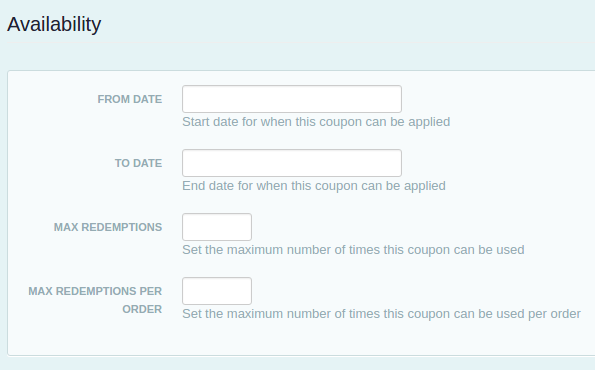 coupon availability restrictions for event registrations