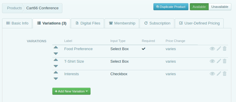 event registration form options