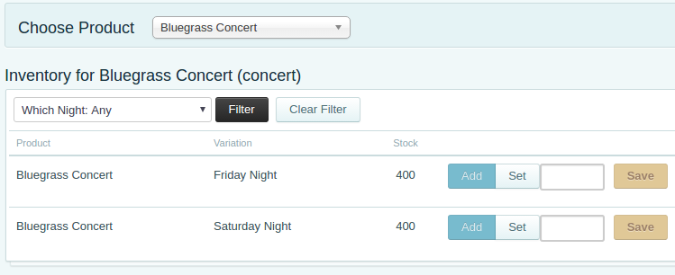 Tracking inventory for multiple events in one form