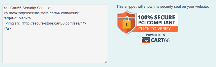 security seal code snippet for cart66